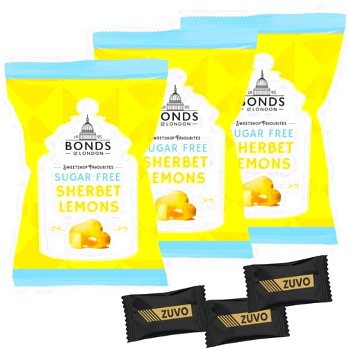 Zuvo Bonds of London - Pack of 3 Sherbet Lemons - British Hard Candy by Bonds - 130g / 4.5 Oz Each - Imported from UK