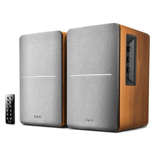 Edifier R1280DB Powered Bluetooth Bookshelf Speakers - Optical Input - Wireless Studio Monitors - 4 Inch Near Field Speaker - 42w RMS - Wood Grain