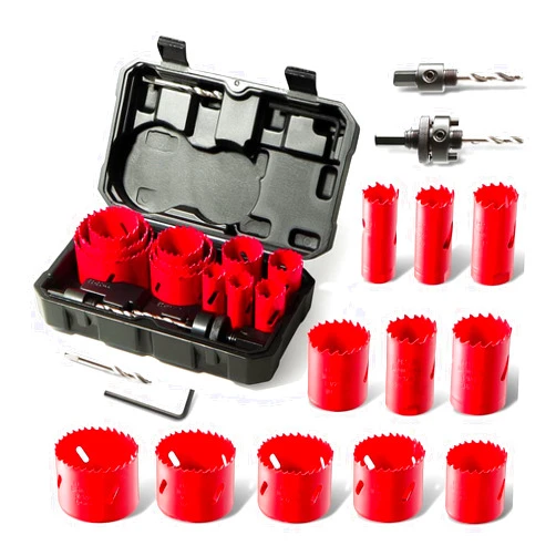 HYCHIKA BETTER TOOLS FOR BETTER LIFE Bi-Metal Hole Saw Kit, HYCHIKA 17 Pcs High Speed Steel 3/4