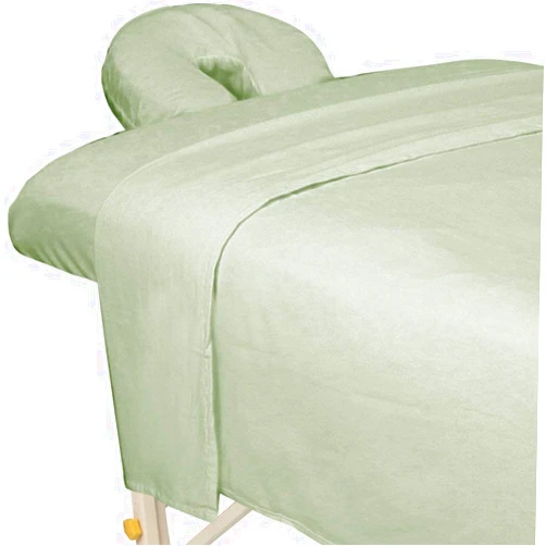 ForPro Professional Collection ForPro Premium Flannel 3-Piece Massage Sheet Set, Sage, for Massage Tables, Includes Massage Flat Sheet, Massage Fitted Sheet, and Massage Fitted Face Rest Cover