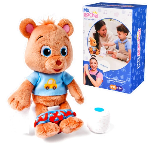 Ms. Rachel Potty Time with Bean, 11” Plush Teddy Bear with Play Toilet & Accessories, Toddler Toys for Girls & Boys for Ages 18 Months to 3+