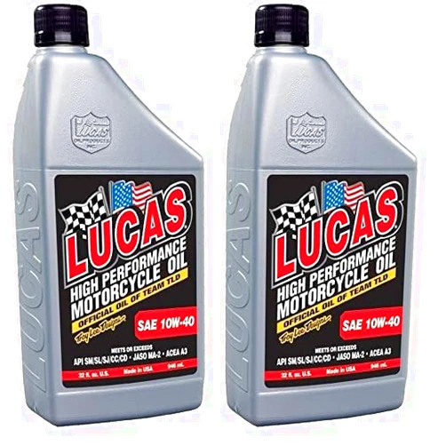 Lucas Oil 10767 High Performance Synthetic SAE 10W-40 Motorcycle Oil - 1 Quart (Pack of 2)
