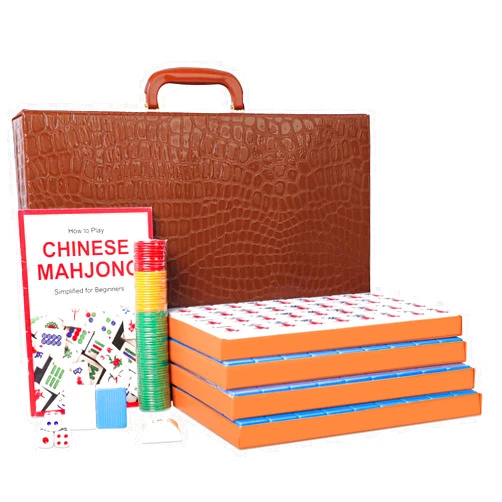 ZGME Chinese Mahjong Set, Professional Mahjong Game Set,Complete Traditional Mah Jongg with 146 Large Numbered Tiles(1.5’’,Blue),Classic Carrying Case & Instruction (Majiang, Ma Jong, Maj Jong)