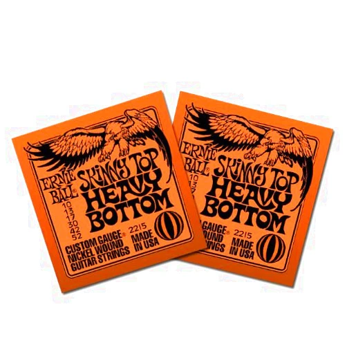 Ernie Ball Electric Guitar Strings SKINNY TOP HVY BTM Nickel Wound 10-52 2 Pack
