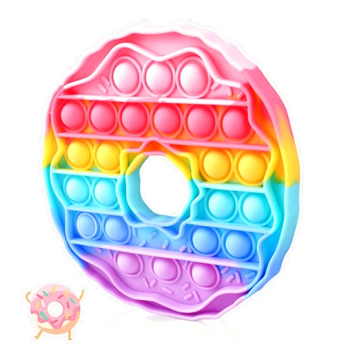 Woplagyreat Bubble Fidget Sensory Toys,Cute Donut Push Silicone Squeeze Toy for Autism Anxiety Stress Relief Birthday Party Travel Office Classroom Gifts for Kids Girl Boy Adults