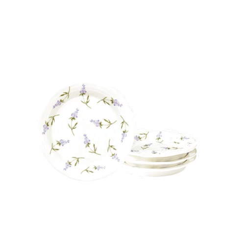 Portmeirion Sophie Conran Lavandula Side Plate Set of 4, Porcelain Dessert, Appetizer, Small Dinner and Salad Plate, Microwave and Dishwasher Safe Dinnerware, 6-Inch Diameter