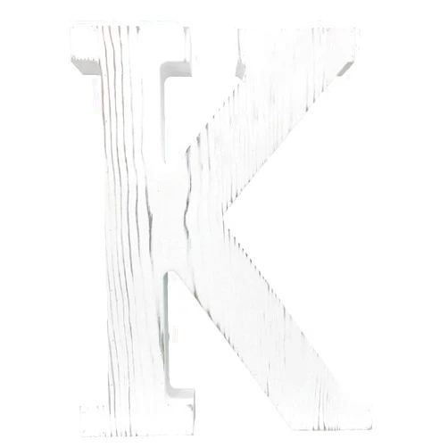 FYSSHUO Extra Large Wood Decor Letters Wood Distressed White Letters DIY Block Words Sign Alphabet Free Standing Hanging for Home Bedroom Office Wedding Party (K)