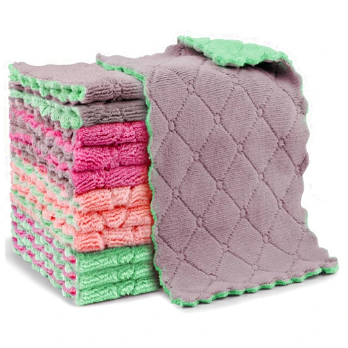 AIDEA Kitchen Dish Cloth - 12 Pack, Super Absorbent Coral Fleece Dish Cloths, No Odor Reusable Dish Rags, Premium Microfiber Cleaning Cloths, Nonstick Oil Washable Fast Drying 6.3