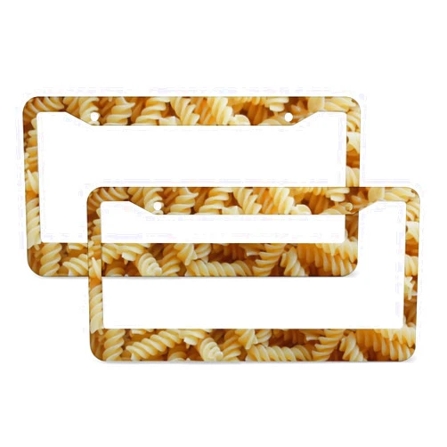 HighonHi 2 Pieces Pasta License Plate Frames Fantasy Delicious Food License Plate Cover Front Plates Frames Car Tag Frame Stainless Aluminum 2 Holes Car Accessories US Canada Standard