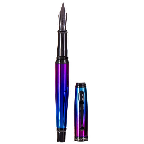 Monteverde Invincia Fountain Pen - Broad Nib, Black Ink Fountain Pen, Nebula