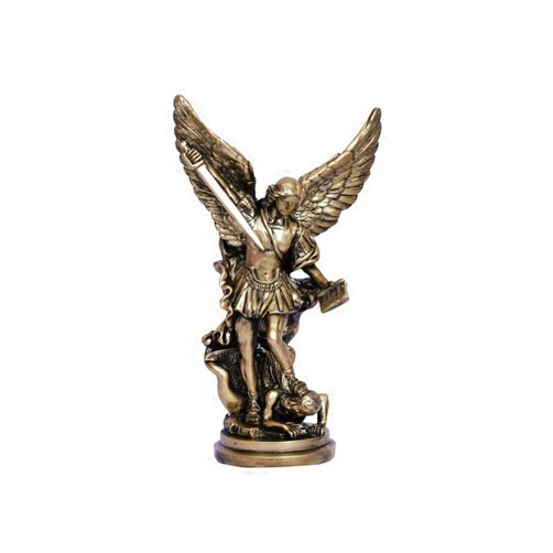 JKUDTQL San Miguel Arcangel Statue 12inch St Michael Statue Saint Archangel Michael Statue Defeated Lucifer Tramples Demon Resin Battle Angel Sculpture Bronze Collectible Sculpture Religious Figurines Decor