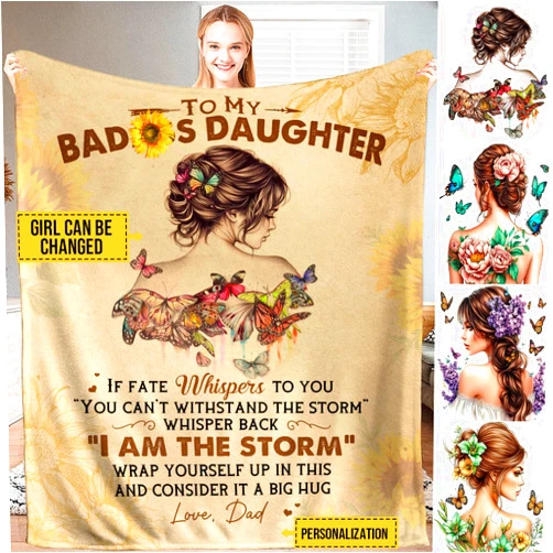 NAREDA to My Daughter Blanket from Dad, Personalized Daughter Blanket, to My Daughter I Am The Storm Daughter Blanket from Mom and Dad, Daughter Gifts for Daughter Adult