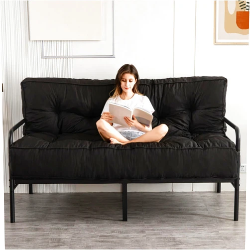 YOSHOOT 8 Inches Futon Mattress Full Size, Thick Futons Sofa Couch Bed, Floor Mattress for Adults, Shredded Foam Filling, Medium Firm(Frame Not Included), Black, 54