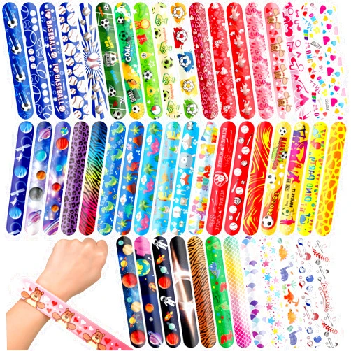 JoyRapt 144PCS Slap Bracelets for Kids 8-12 Party Favors, Christmas Gifts for Kids Slap Bracelets Bulk Classroom Prizes, Snap Bracelets for Birthday Gifts School Rewards