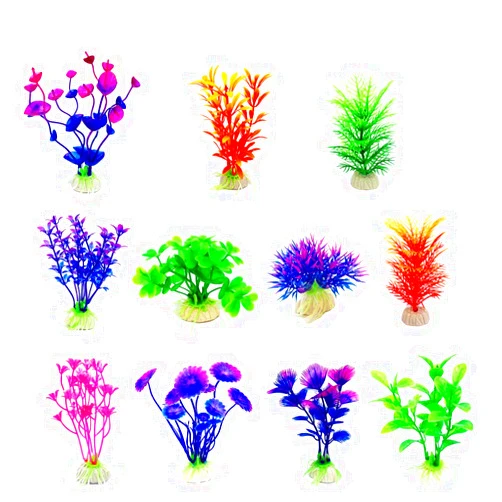 CousDUoBe Artificial Aquatic Plants 11 Pcs Small Aquarium Plants Artificial Fish Tank Decorations，Used for Household and Office Aquarium Simulation Plastic Hydroponic Plants