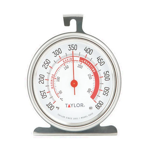 Taylor 5932 Large Dial Kitchen Cooking Oven Thermometer, Kitchen Food Grill Thermometer, 3.25 Inch Dial, Stainless Steel, Silver
