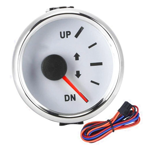 Akozon Trim Gauge Boat 52mm/2in UP-DN Boat Marine Trim Gauge 0-190ohm Trim Tilt Indicator Red Backlight(Silver frame on white) for trim gauge for boat mercruiser trim sender gauge kit