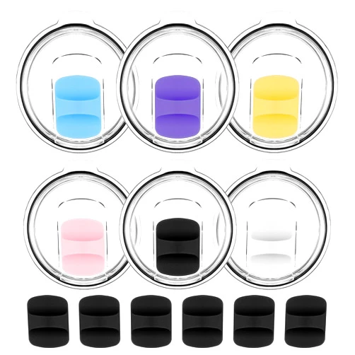 Kannino 20 oz Replacement Lid for Yeti with 6 Magnetic Slider Replacement, Tumbler Lids for Yeti, Magnetic Replacement Lids Compatible with YETI Rambler, Ozark Trail, Old Style RTIC (6 Pack)