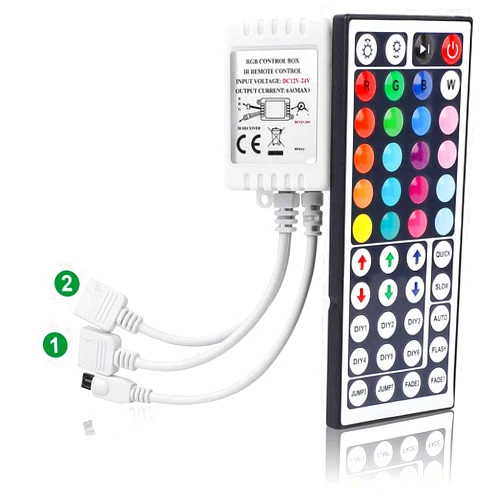 SUPERNIGHT RGB Light Strip Remote Controller, 2-in-1 4 Pin Dimming Dimmer Brightness Flash Mode Control Options for LED Tape Light,12V DC LEDs Rope Lighting (2 Ports)