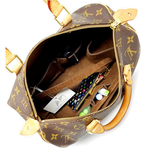 AlgorithmBags Purse Organizer Insert | designed for Louis Vuitton LV Speedy 30 35 40 25 | Luxury Liner Shaper Divider (30, Brown)