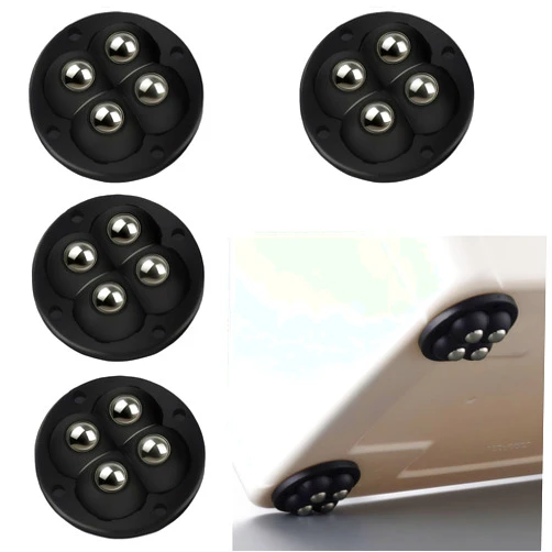 QIDSJCCBD Self Adhesive Mini Black Caster Wheels, Appliance Wheels Swivel Stainless Paste Universal Wheel,360 Degree Rotation Sticky Pulley for Kitchen Appliances-4PCS