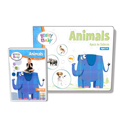 Brainy Baby Animals DVD and Animals Board Book: Apes to Zebras Deluxe Edition