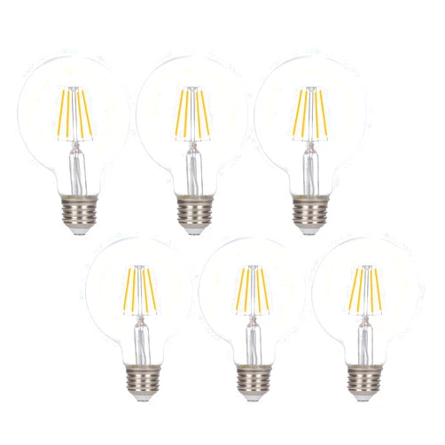 Simba Lighting LED Edison Vintage Vanity Globe Filament G25 (G80) 6W Dimmable 60W Equivalent (6 Pack) 120V Light Bulb for Bathroom Makeup Mirror, Medium E26 Base, CE, RoHS Compliant, Warm White 2700K