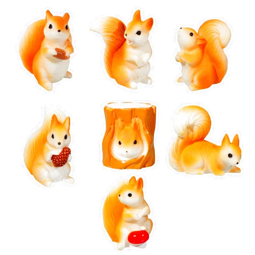 Pinenjoy 7Pcs Realistic Miniature Squirrel Figurines 1.2inch Mini Forest Animal Figures Resin Cake Toppers Set for DIY Micro Moss Landscape Diorama Fairy Garden Craft