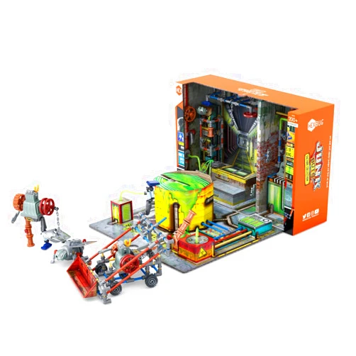HEXBUG JUNKBOTS Small Factory Habitat Power Sub Station, Surprise Toy Playset, Build and LOL with Boys and Girls, Toys for Kids, 200+ Pieces of Action Construction Figures, for Ages 5 and Up