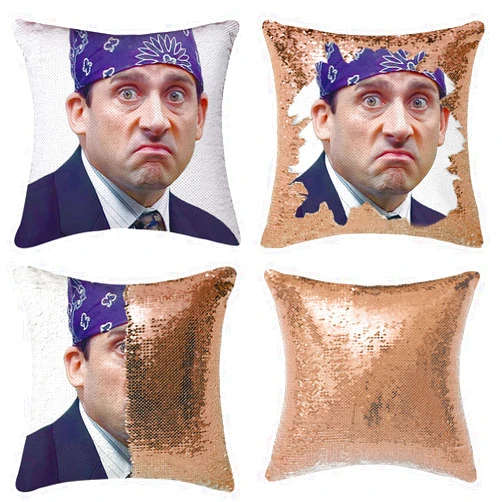 JYVNCZ The Office Michael Scott Gifts Merchandise Sequin Pillow Cover Reversible Throw Pillow Case Funny Gag Xmas Birthday Gifts,No Filler(Gold)