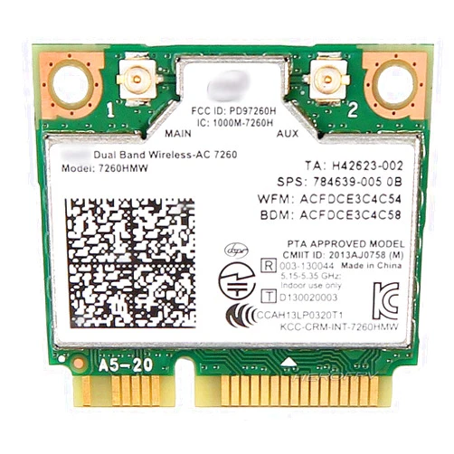 Lilila-ree Mini pcie WiFi Card Dual Band Wireless AC 7260 PCI Express Network Card 802.11ac 2x2 Wi-Fi 7260hmw Bluetooth 4.0 Half WiFi Card for Laptop Desktop