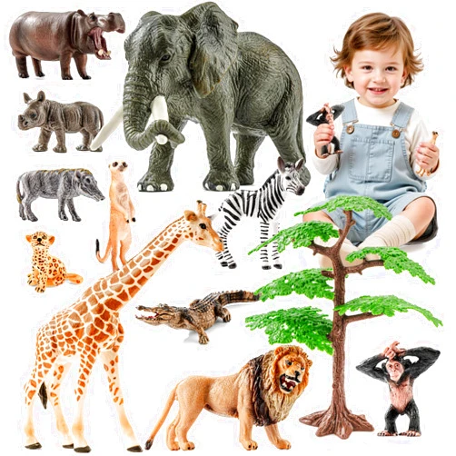 THINKBAY 12PCS Realistic Safari Animals Figures Learning Toys Set, Large African Animal Toys, Wild Zoo Animal Toys, Educational Playset Toys for Boys Girls, Birthday Gift for Toddlers Kids