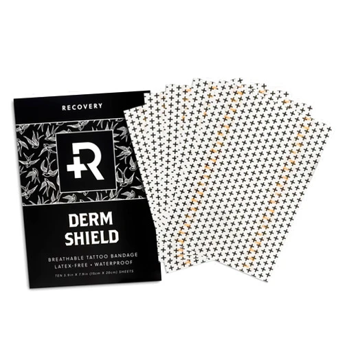 Recovery Aftercare Recovery Derm Shield Tattoo Aftercare Bandage - Transparent, Waterproof Adhesive Bandages - 5.9 x 7.9 Inches, 10 Pack