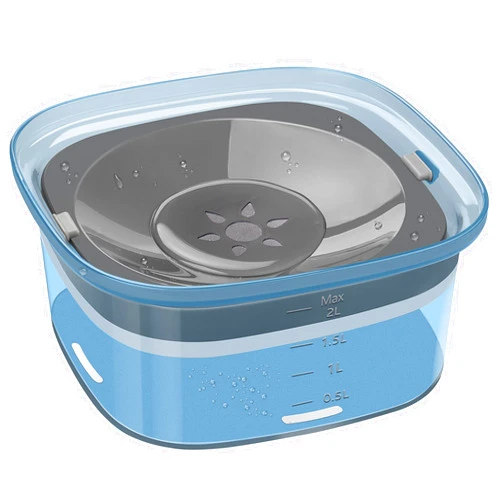 HIKEOUT 2L Dog Water Bowl 70oz No Spill Dog Bowl, Slow Water Feeder Spill Proof Travel Water Bowl, Large Capacity Pet Water Dispenser Vehicle Carried Dish for Dogs and Cats