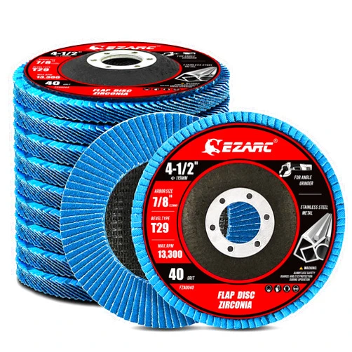 EZARC Flap Discs 40 Grit, 4 1/2 x 7/8-Inch Flap Sanding Disc, Type 29 Zirconia Grinding Wheel for Stainless Steel, Sheet Metal (10 Pack)