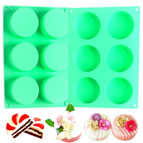 Sidosir Siodisr 2Pcs Oreo Cookie Chocolate Silicone Mold, 6-Cavity Round Cylinder Oreo Chocolate Cover Molds for Candy, Silicone Baking Molds for Mini Cakes, Jelly