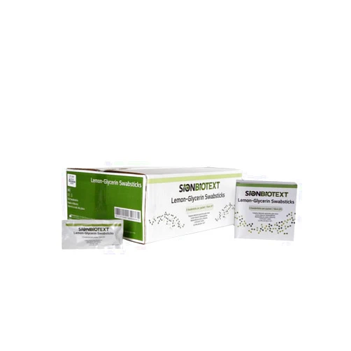 SION BIOTEXT Lemon Glycerin Swabs (750 Count 10- Boxes) Temporary Relief of Minor Soreness & Mouth Irritation, Dry Mouth and Fresh Breath. Moistened Swabsticks with Lemon Flavored 750 Count 10 Boxes.