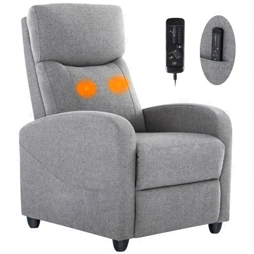 NASTRA Recliner Chair for Adults, Massage Fabric Small Recliner Home Theater Seating with Lumbar Support, Adjustable Modern Reclining Chair with Padded Seat Backrest for Living Room
