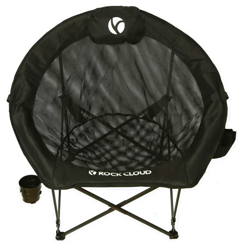 ROCK CLOUD Folding Camping Chair Oversized Padded Moon Chairs Outdoor for Camp Lawn Hiking Fishing Sports, Black
