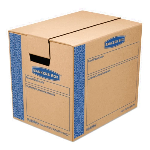 Bankers Box 0062701 SmoothMove Prime Small Moving Boxes, 16l x 12w x 12h, Kraft/Blue, 10/Carton