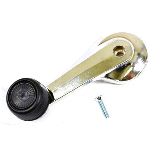 PT Auto Warehouse FO-1065A - Inside Door Window Crank Handle, Chrome Zinc with Black Knob - Left or Right