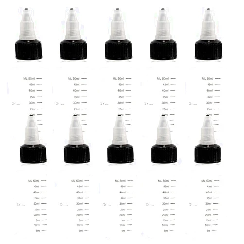 NANSHINE Graduated Bottles 10PCS 60ml(2oz) PET Plastic Pointed Bottles with Twist Top Cap Plastic Graduated PET Dropper Water Liquid Bottles