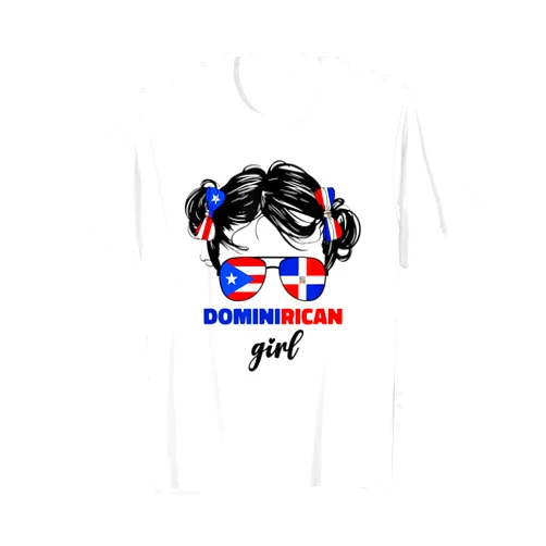 Cute Dominican And Puerto Rican Designs Co. DominiRican Girl Kids Dominican And Puerto Rican Rico Flag T-Shirt