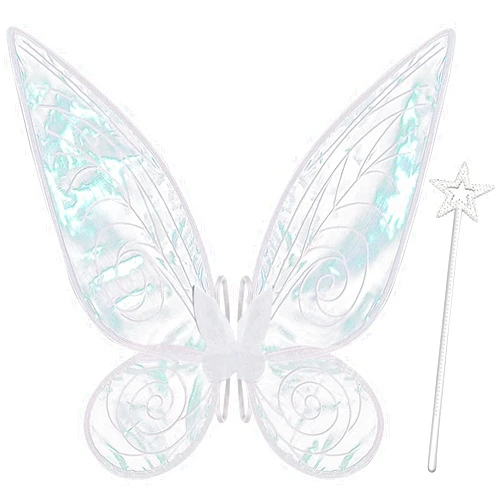 quescu Fairy Wings for Adults,Butterfly Wings for Girls,Angel Wings,Fairy Costume for Women Halloween Dress Up Party Favor (White)