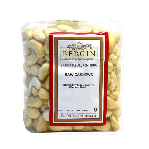 Bergin Nut Company Cashew Whole Raw, 16-Ounce Bags (Pack of 2)