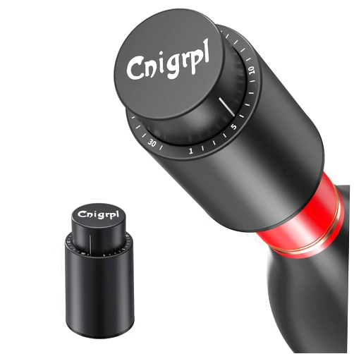Cnigrpl Wine Bottle Stoppers，2-in-1 Vacuum Wine Stopper，Reusable Wine Savers, Wine Preserver Vacuum Pump Corks Keep Wine Really Fresh, Best Gift Accessories (1 Black)