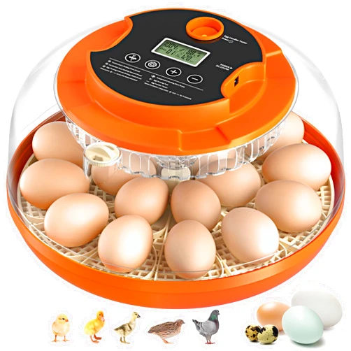 Onsju 18 Egg Incubator with Automatic Egg Turning and Humidity Control, Incubators for Hatching Eggs, Chicken, Ducks, Goose, Pigeon, Quail, Parrot Incubator for Farm, Lab, Science Classroom, Home (Orange)