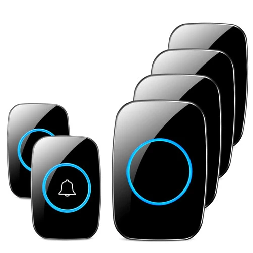 Full House Wireless Doorbell, FullHouse Waterproof Door Bell Kit, Distinguish front and rear doors, Over 1000 feet Range and 60 Chime, 5 Levels Volume and LED Flash, for Home Office Classroom