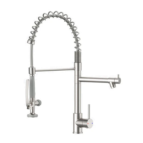 Fapully Commercial Pull Down Kitchen Sink Faucet with Sprayer Brushed Nickel