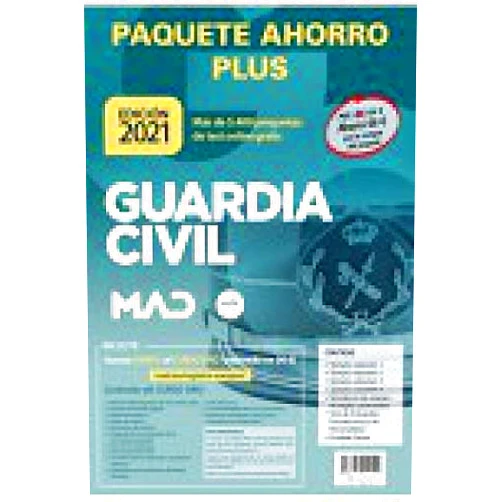 Spanish Edition by 7 EDITORES (Author), ANTONIO RODRIGUEZ YERGO (Author), ROCIO CLAVIJO GAMERO (Author), FRANCISCO ENRIQUE RODRIGUEZ RIVERA (Author), JOSE MANUEL GONZALEZ RABANAL (Author), JUAN CARLOS USERO LOPEZ (Author), FRANCISCO ALEJO FERNÁNDEZ (Author), AURELIO CEBRIAN ABELLAN (Author), JOSE LUIS LOPEZ ALVAREZ (Author), ROBERTO SALAMANCA CRIADO (Author), LEOPOLDO OLMO FERNANDEZ-DELGADO (Author), JUAN ANTONIO NAVAS MORUNO (Author), MANUEL VECINO CASTRO (Author), LIDIA MARINA PONCE MARTINEZ (Author), FRANCISCO JESUS TORRES FONSECA (Author), JUAN MANUEL GIL RAMOS (Author), ENCARNA ROJO FRANCO (Author), ELENA GARCIA FERNANDEZ (Author), TERESA TORRES FONSECA (Author), ALBA MARTOS CARMONA (Author), JOSÉ LUIS GARRIDO VELA (Author), DAVID SOTELINO LÓPEZ (Author), RAFAEL RUBIO GARCÍA-SOTOCA (Author), MAGALÍ RIERA ROCA (Author), NATALIA RODRÍGUEZ GARCÍA (Author), ARENA MERCEDES RODRÍGUEZ (Author), LUIS ALEJANDRO CASASOLA BALSELLS (Author) & 24 more Paquete Ahorro PLUS Guardia Civil 2021. Ahorra 66 € (incluye Temarios 1, 2, 3 y 4; Test Psicotécnicos y de Personalidad; Ejercicios de Inglés; Pruebas ... y Curso Oro con 5.400 preguntas test online)
